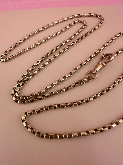 Antique 9ct Rose Gold Box chain with swivel dogclip