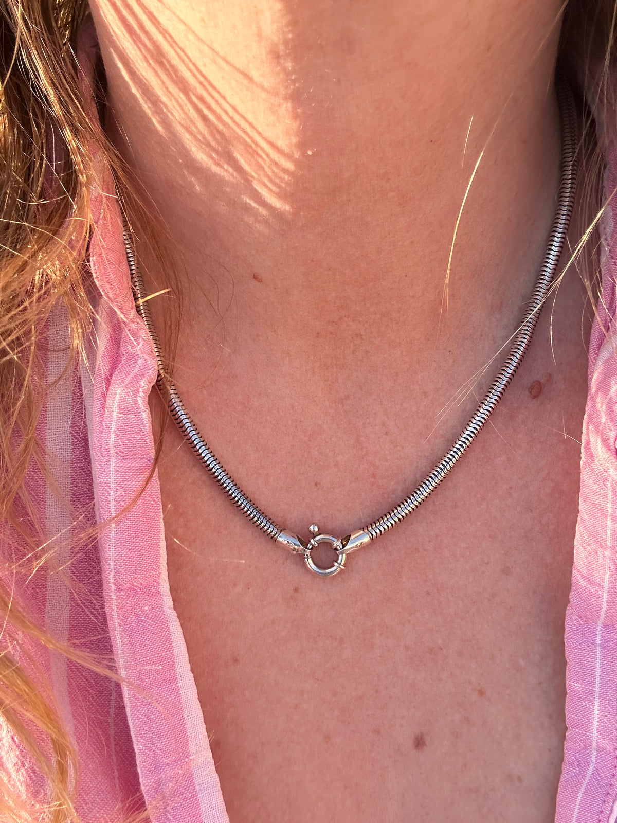 Sterling Silver Snake chain with Bolt clasp