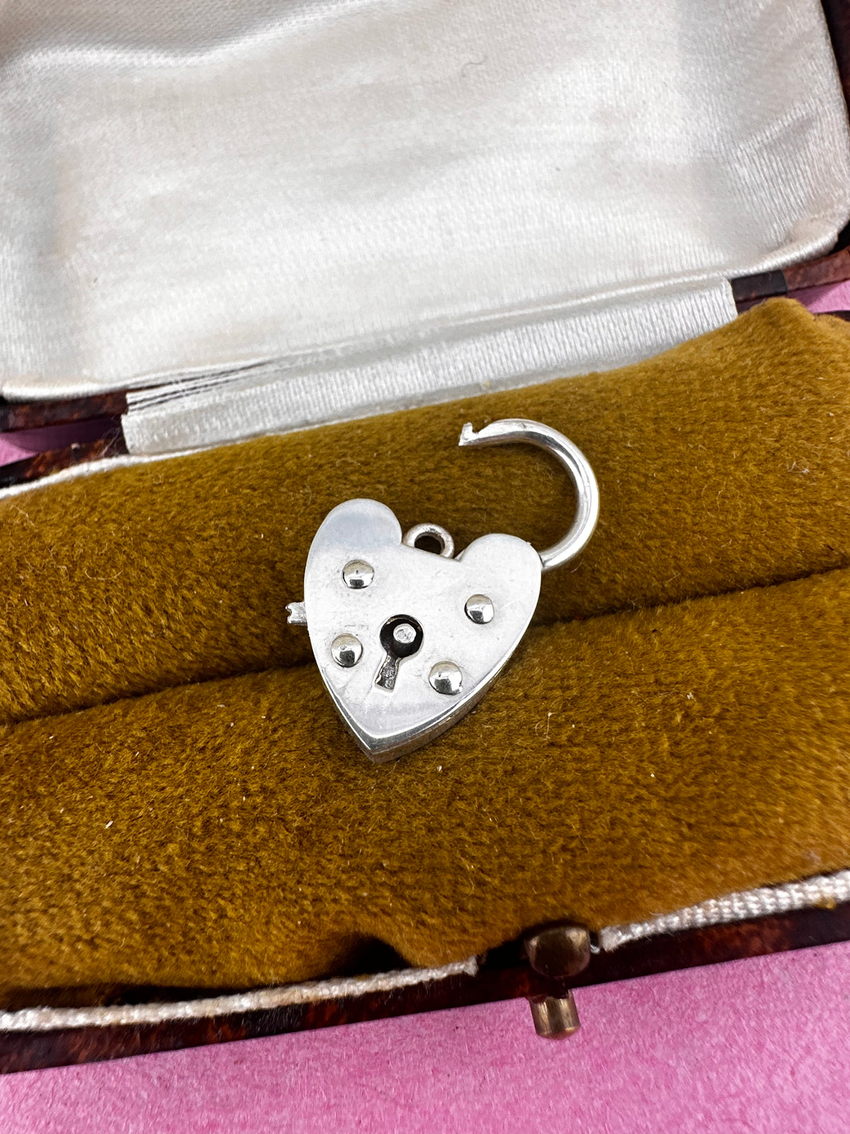 Sterling Silver Heart Padlock with lever release.