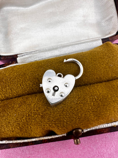 Sterling Silver Heart Padlock with lever release.