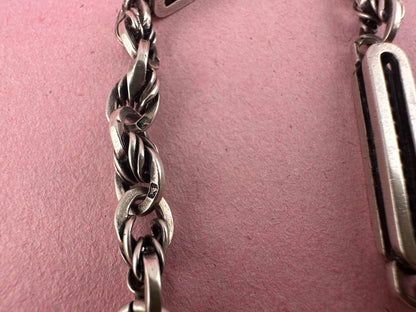 Antique Sterling Silver Bar and lovers knot Albert chain with T-bar and dog clip