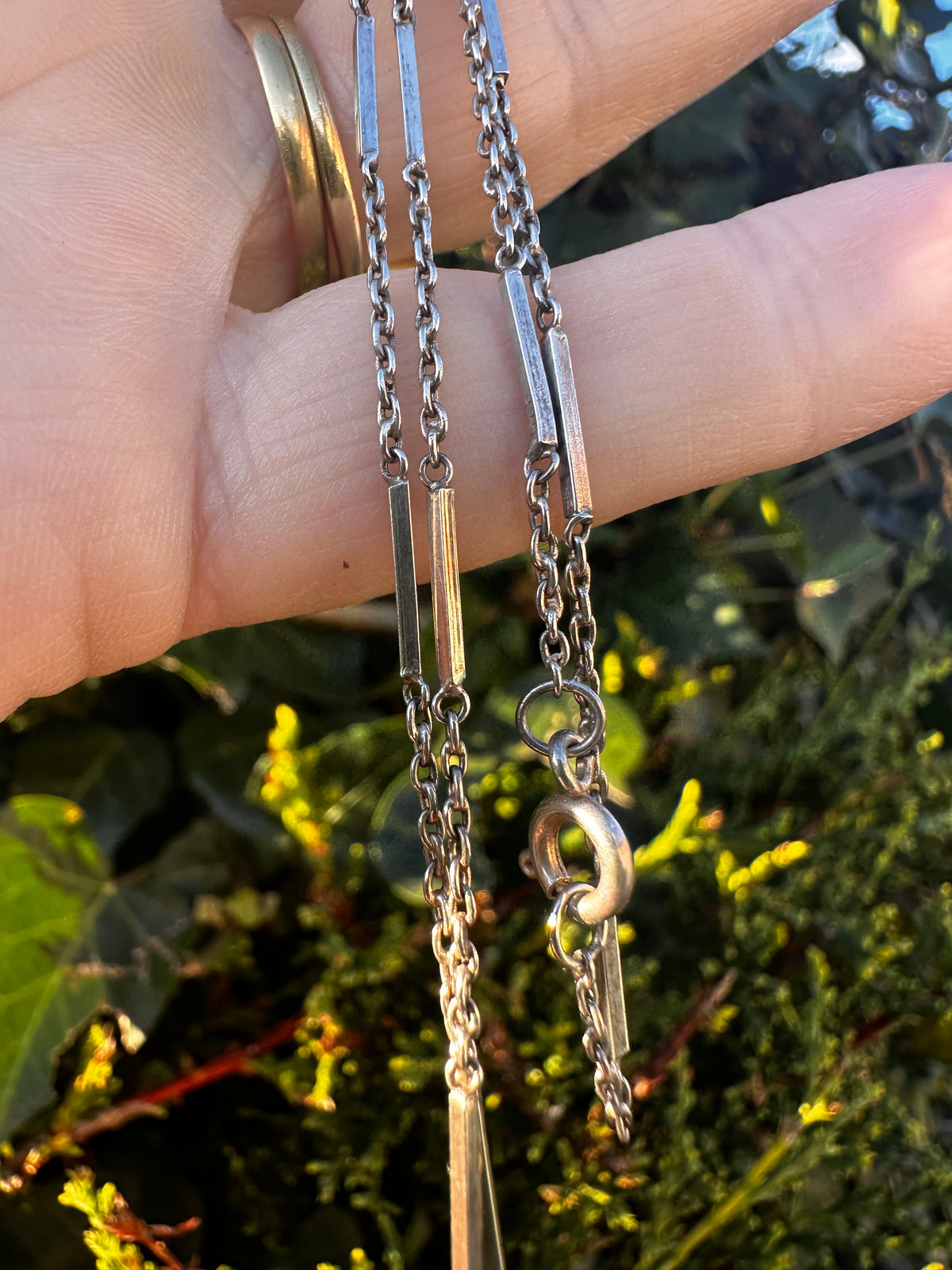 Vintage Sterling Silver Bar station chain