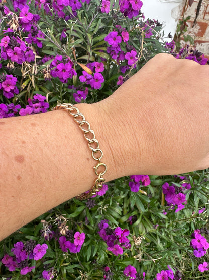 Antique 9ct Peachy Rose gold Curb bracelet with bolt clasp