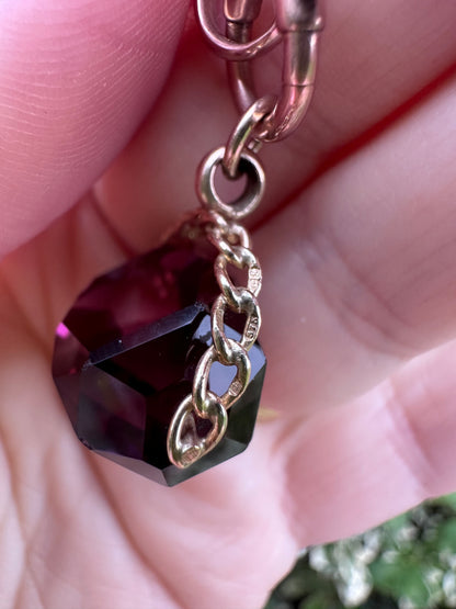 Vintage 9ct Gold Amethyst Spinning Fob