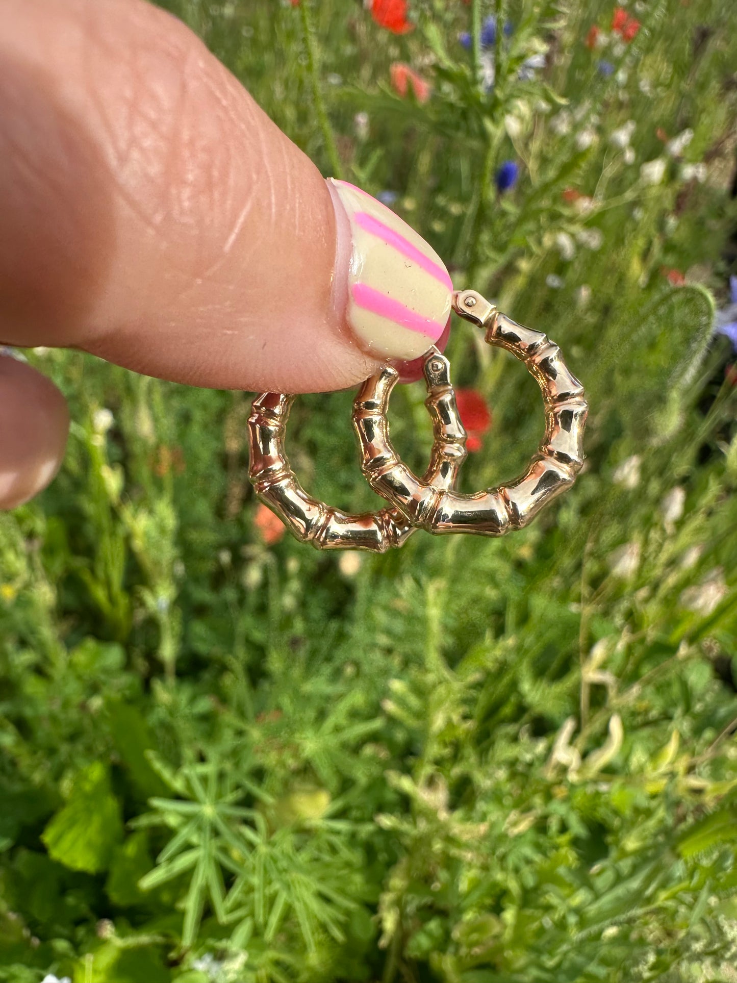 Vintage 9ct Gold UnoAerre Bamboo Hoops