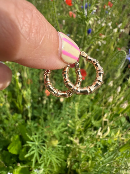 Vintage 9ct Gold UnoAerre Bamboo Hoops
