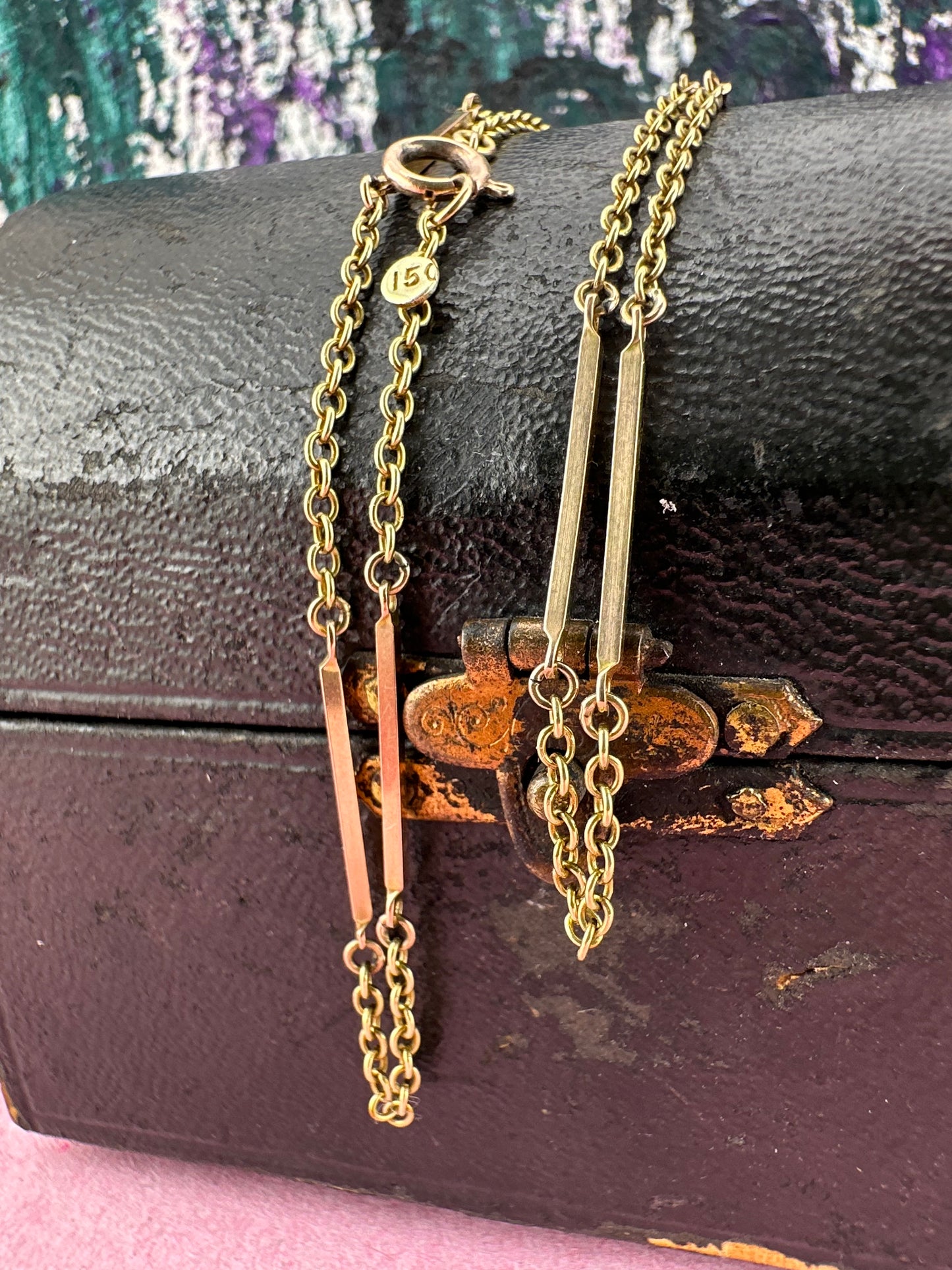 Antique 15ct Gold Bar link chain