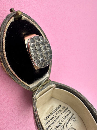 Antique 9ct Rose gold and Paste Cluster ring