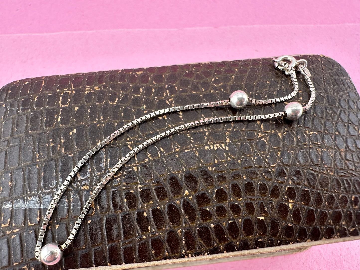 Vintage Sterling silver box and ball bracelet