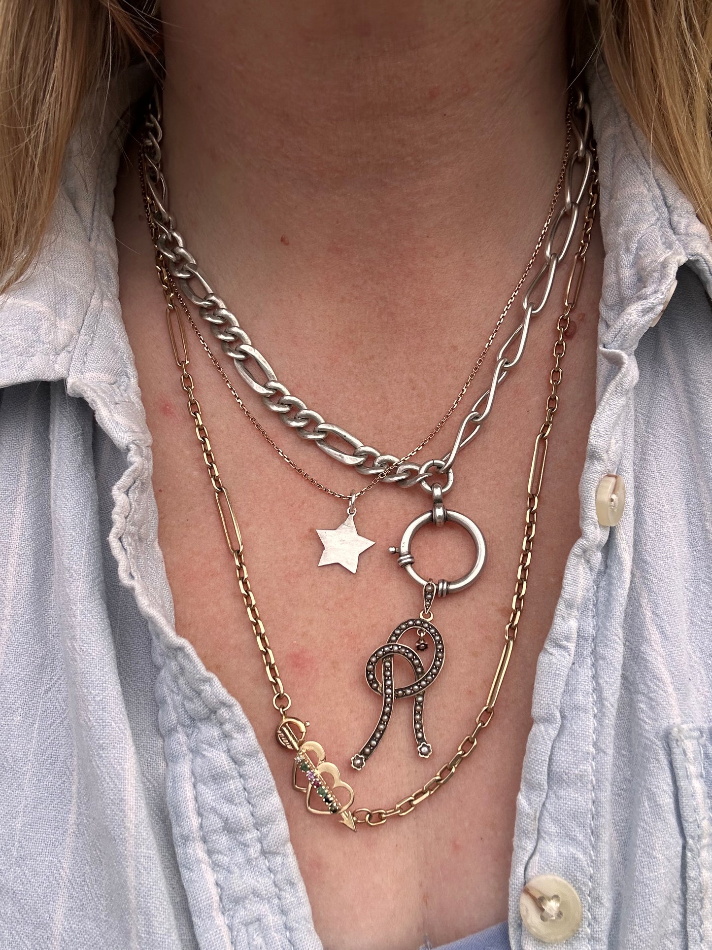Vintage 9ct Gold Biker Trombone chain