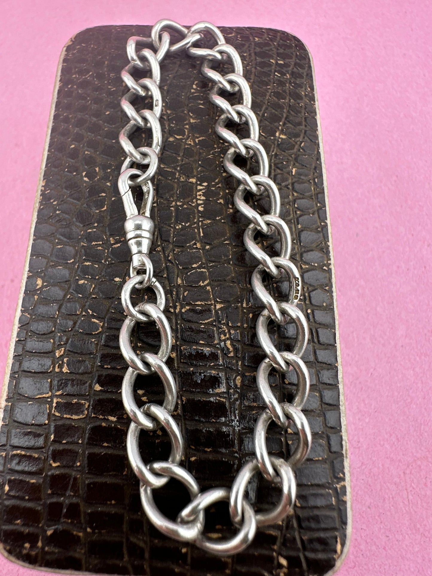 Vintage Sterling Silver Curb bracelet with dog clip