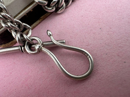 Re-imagined Sterling Silver Albert chain with shepherds hook