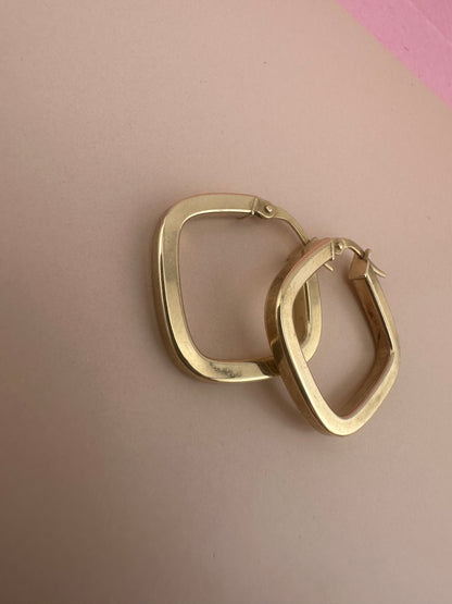 Vintage 9ct Gold Square Hoops