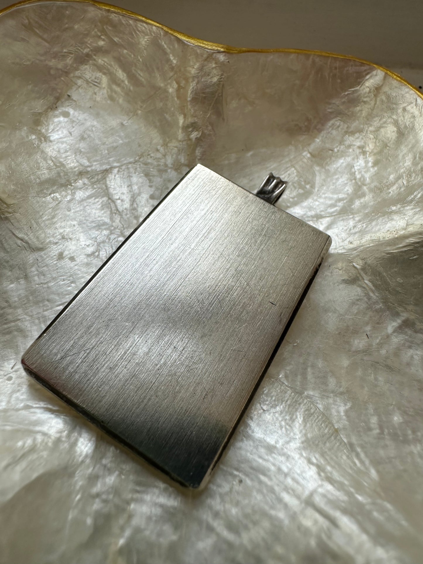 Silver ingot pendant, Silver Jubilee 1977, with brushed back