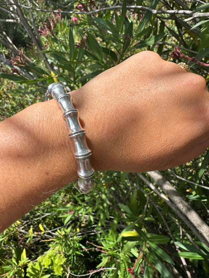 Edwardian Sterling Silver Bamboo Hinged Bangle