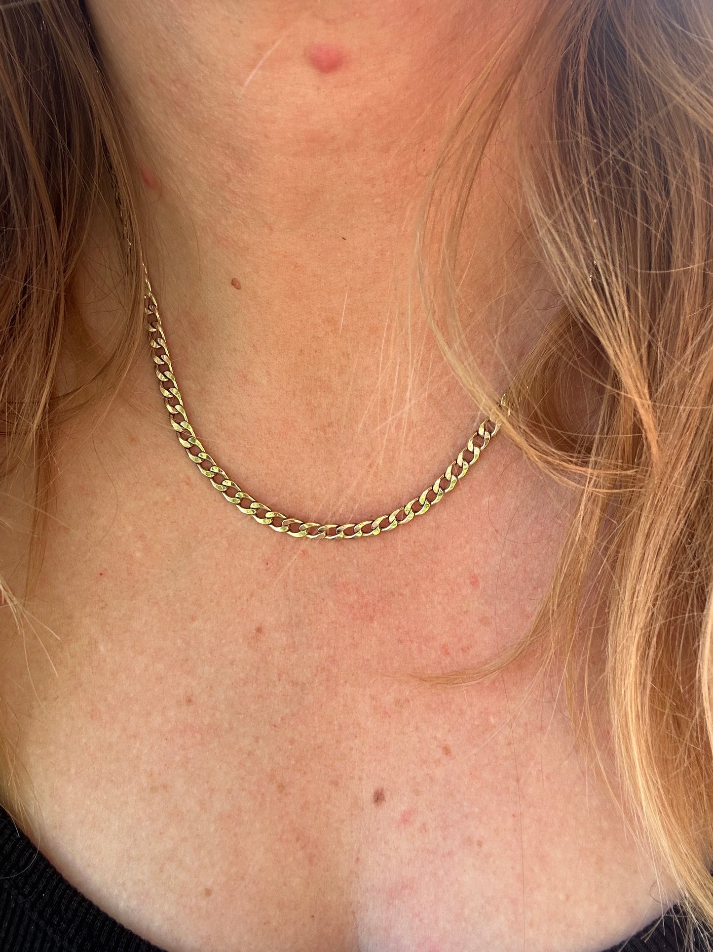 Vintage 9ct yellow gold Flat curb chain