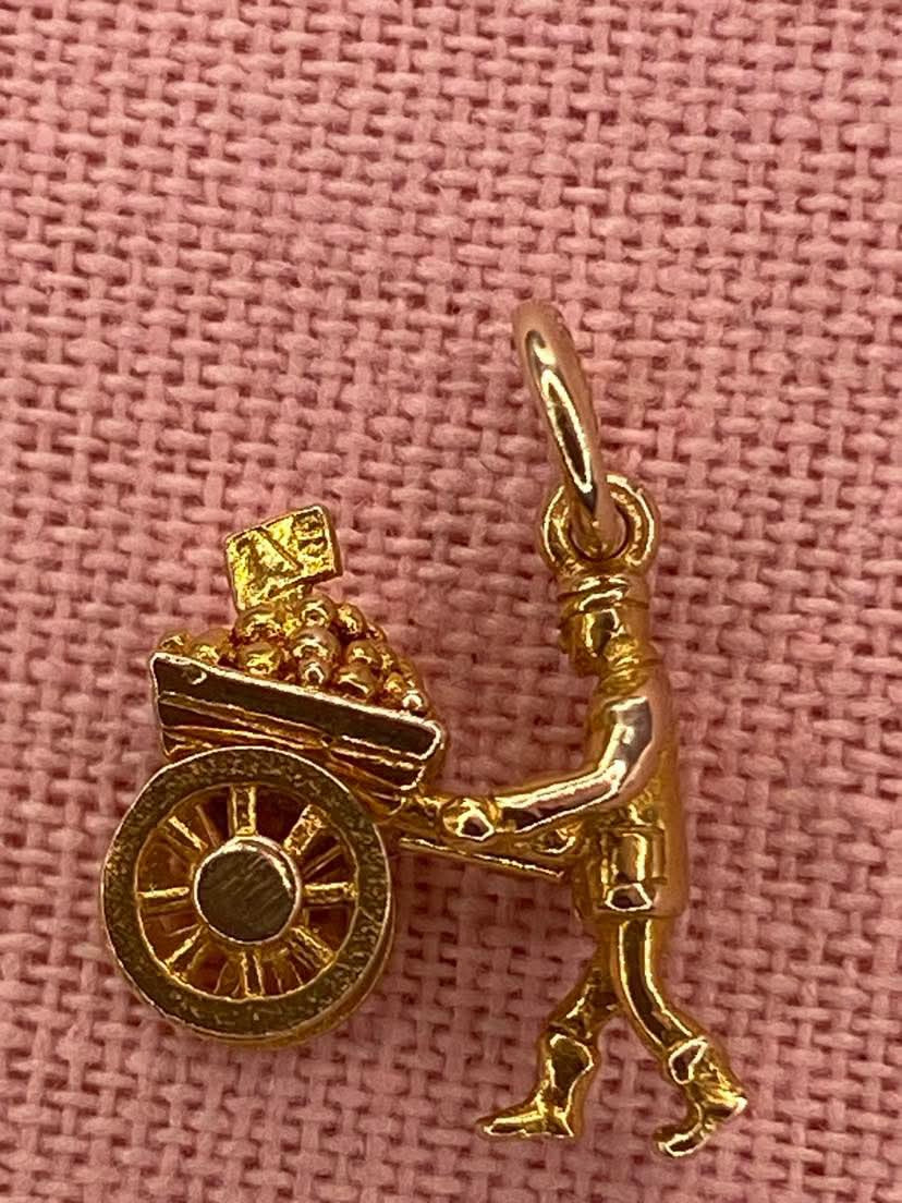 Vintage 9ct Gold Articulated Fruit Seller charm