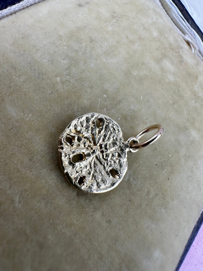 Vintage 14ct Sand Dollar Sea Urchin Charm with 9ct Gold bail.