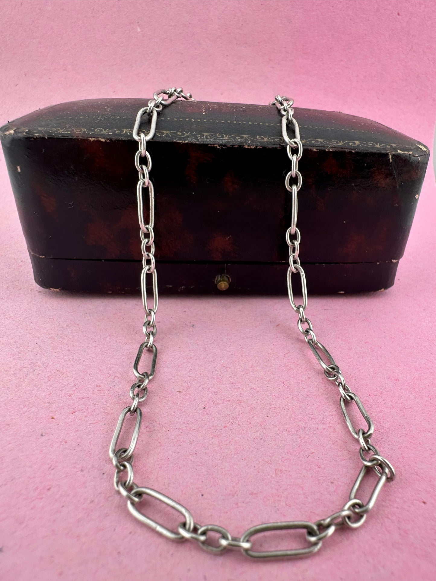 Antique 800 Silver mini trombone chain with dog clip