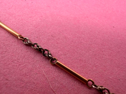 Antique 18ct Bi-Colour Bar & Lovers Knot Albert chain with 18ct dog clip & 9ct T-Bar.