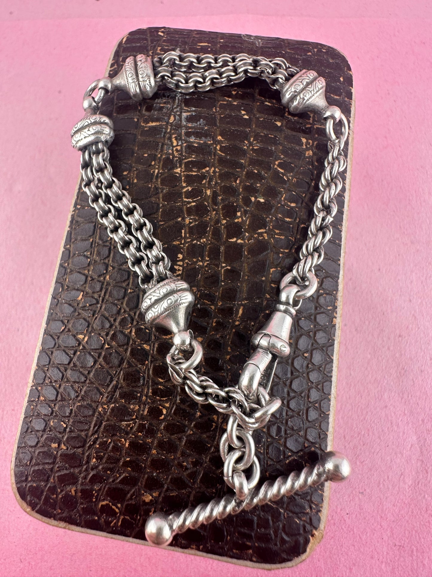 Sterling Silver rope & ribbed belcher Albertina bracelet