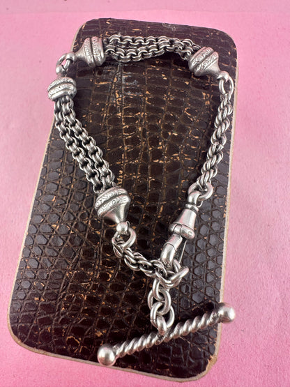 Sterling Silver rope & ribbed belcher Albertina bracelet