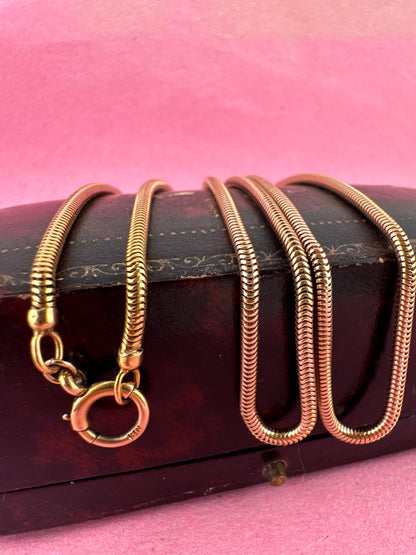 Antique 9ct Rose Gold Snake chain with bolt clasp