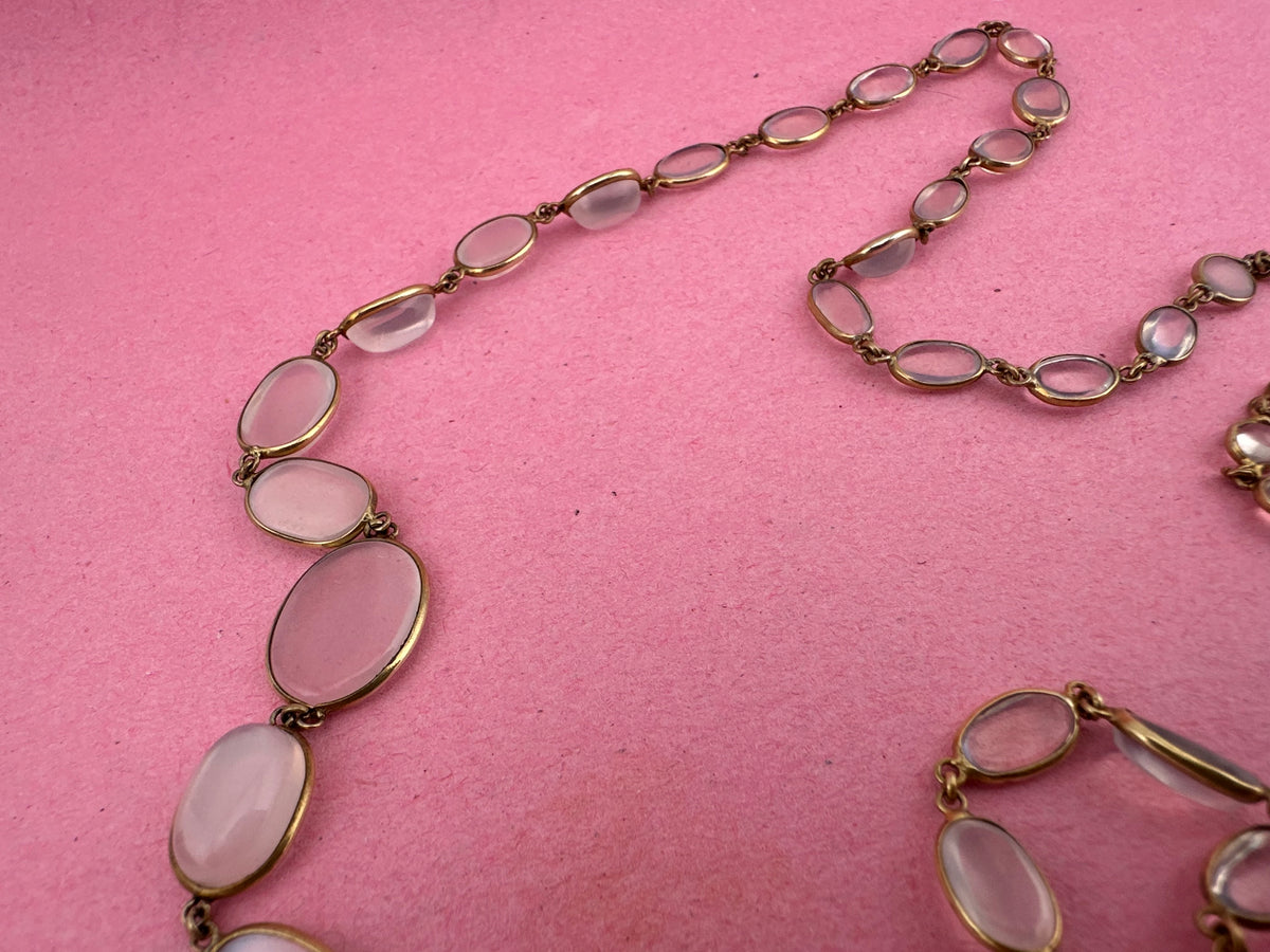Antique 9ct Gold Bezel set Moonstone necklace