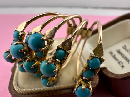 French 14ct Turquoise 5 hinged Harem ring