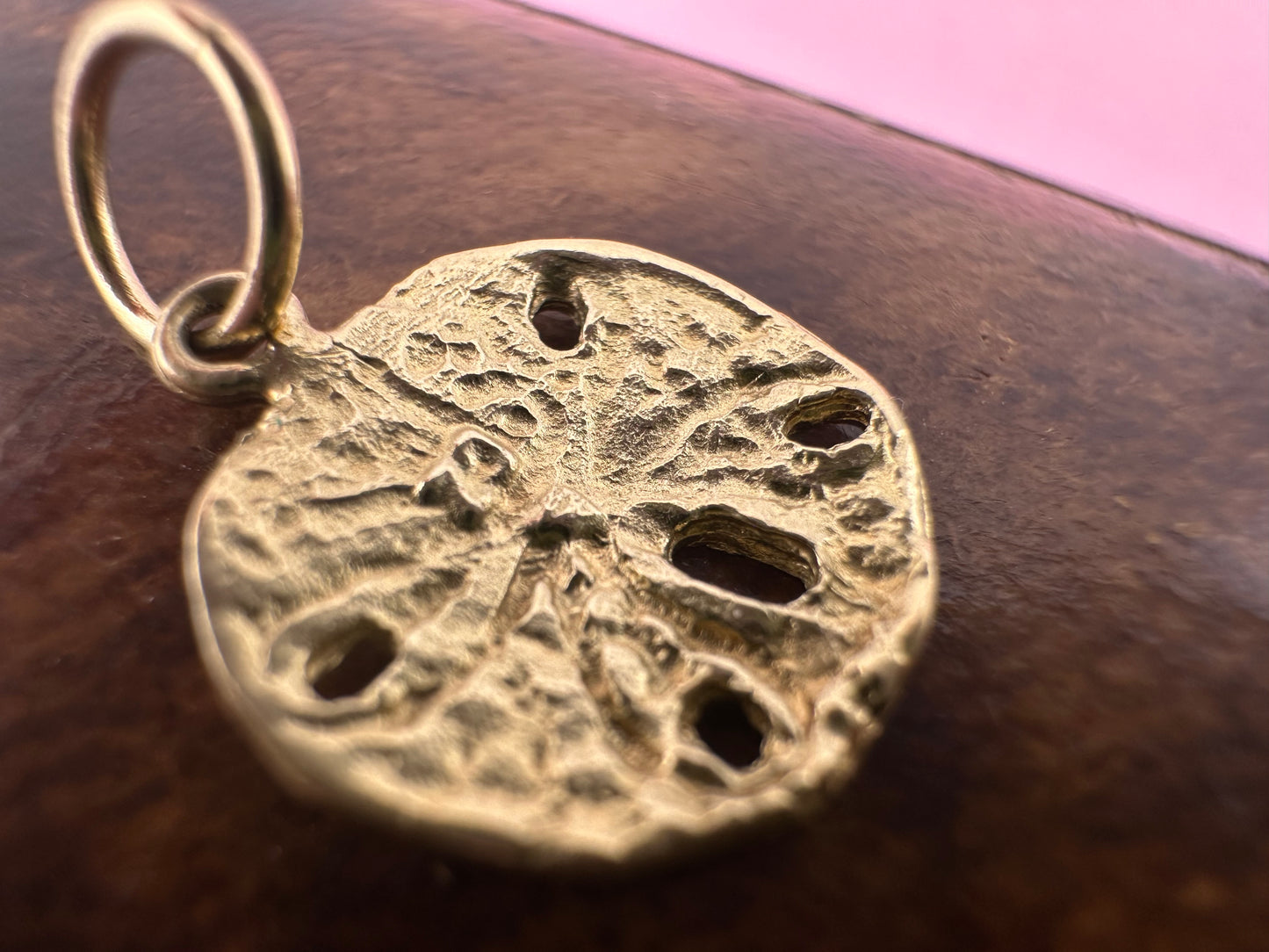 Vintage 14ct Sand Dollar Sea Urchin Charm with 9ct Gold bail.