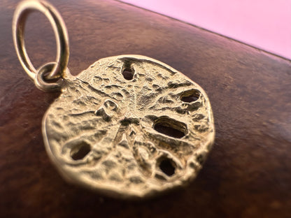 Vintage 14ct Sand Dollar Sea Urchin Charm with 9ct Gold bail.