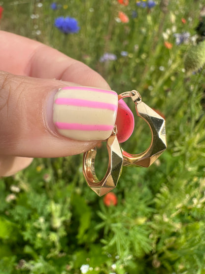 Vintage 9ct UnoAerre faceted hoops