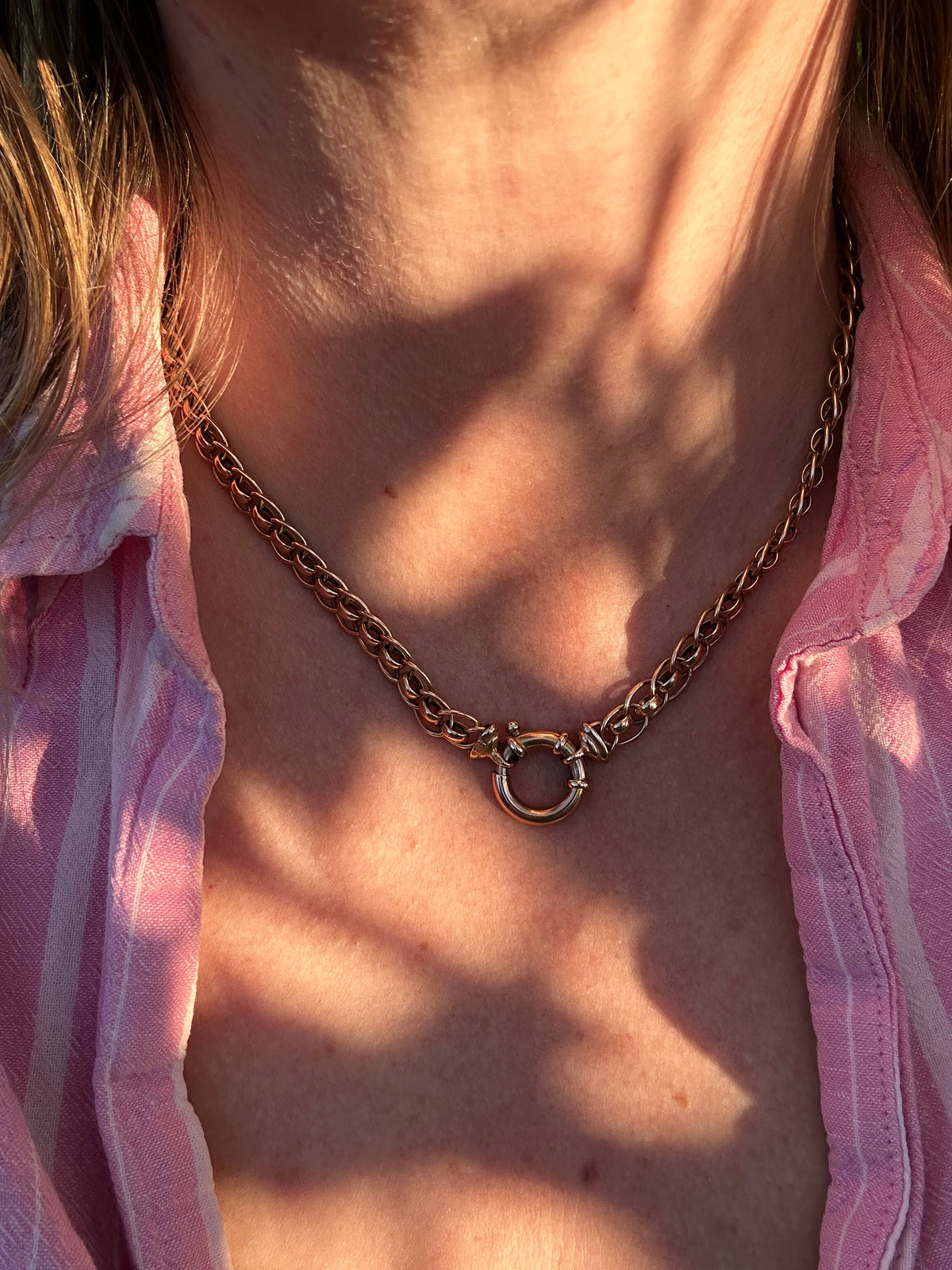 Vintage 9ct Peachy Gold Roller Ball chain with XL bolt clasp