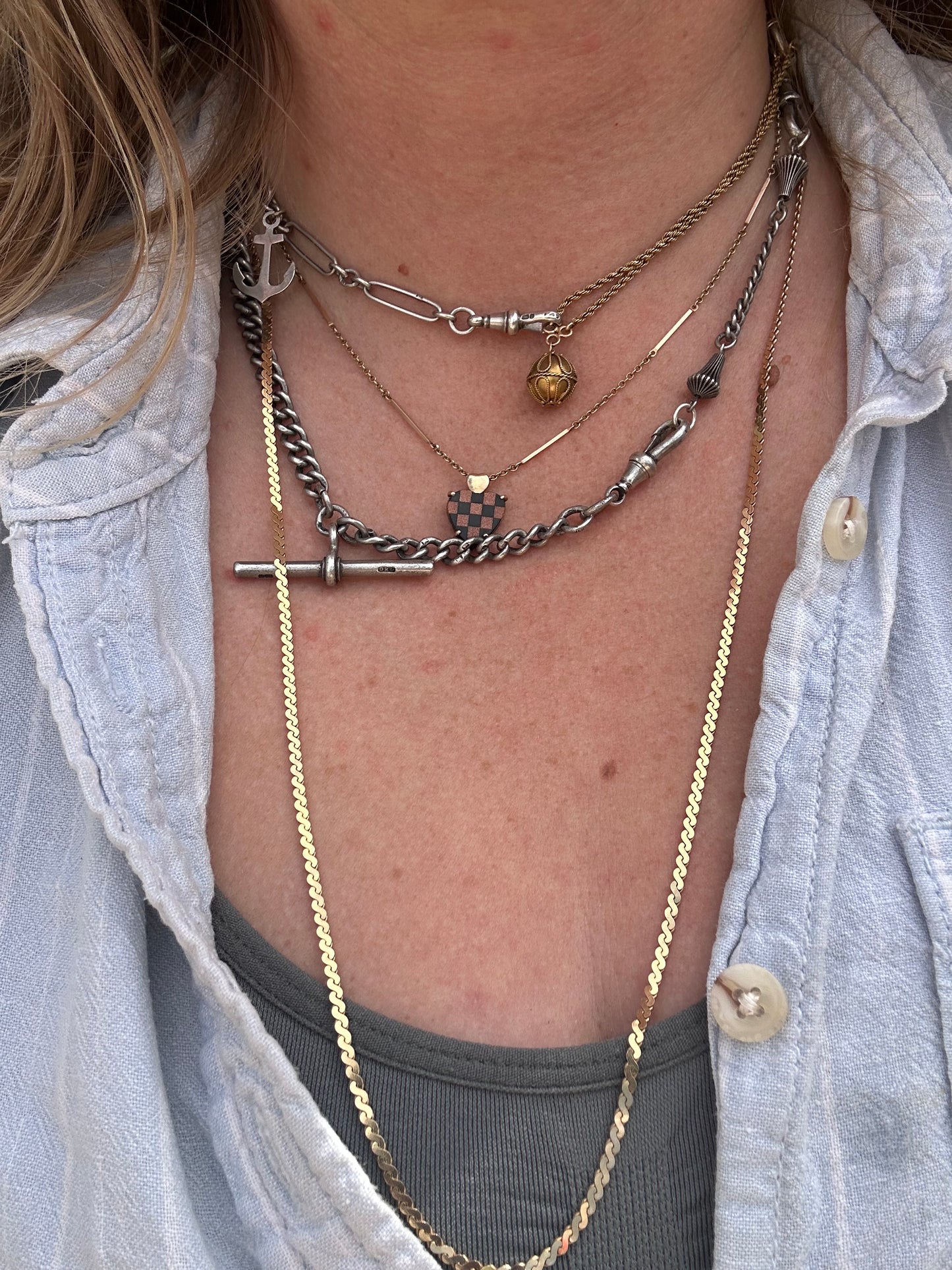 Sterling silver curb Claspless extender with fluted beaded ends