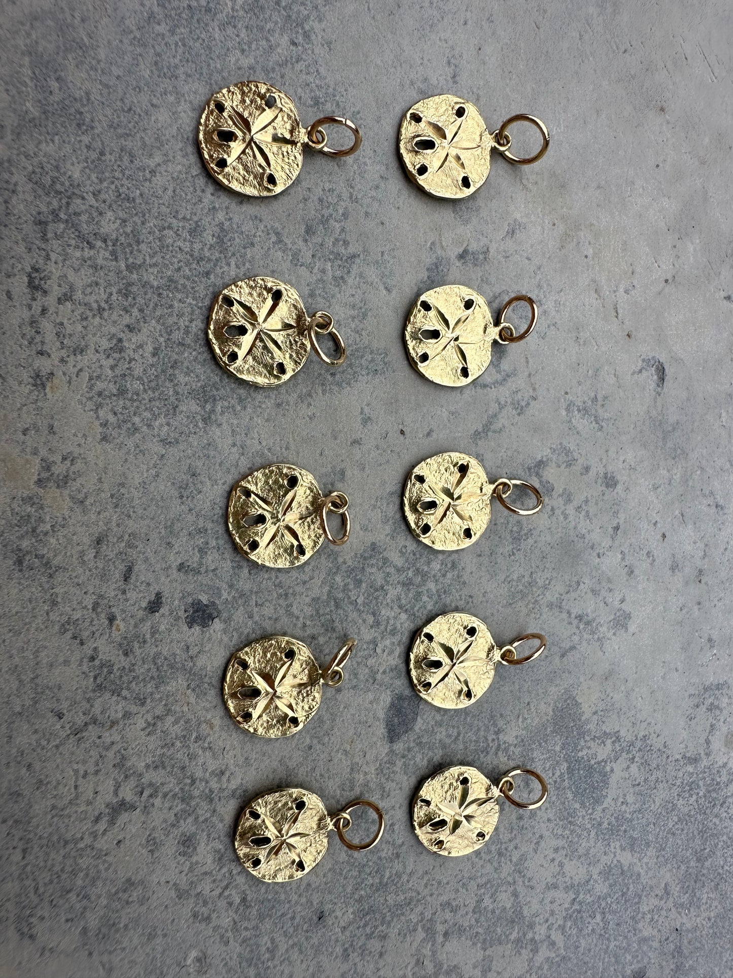 Vintage 14ct Sand Dollar Sea Urchin Charm with 9ct Gold bail.