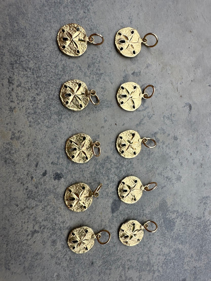 Vintage 14ct Sand Dollar Sea Urchin Charm with 9ct Gold bail.
