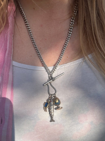 Re-imagined Sterling Silver Albert chain with shepherds hook