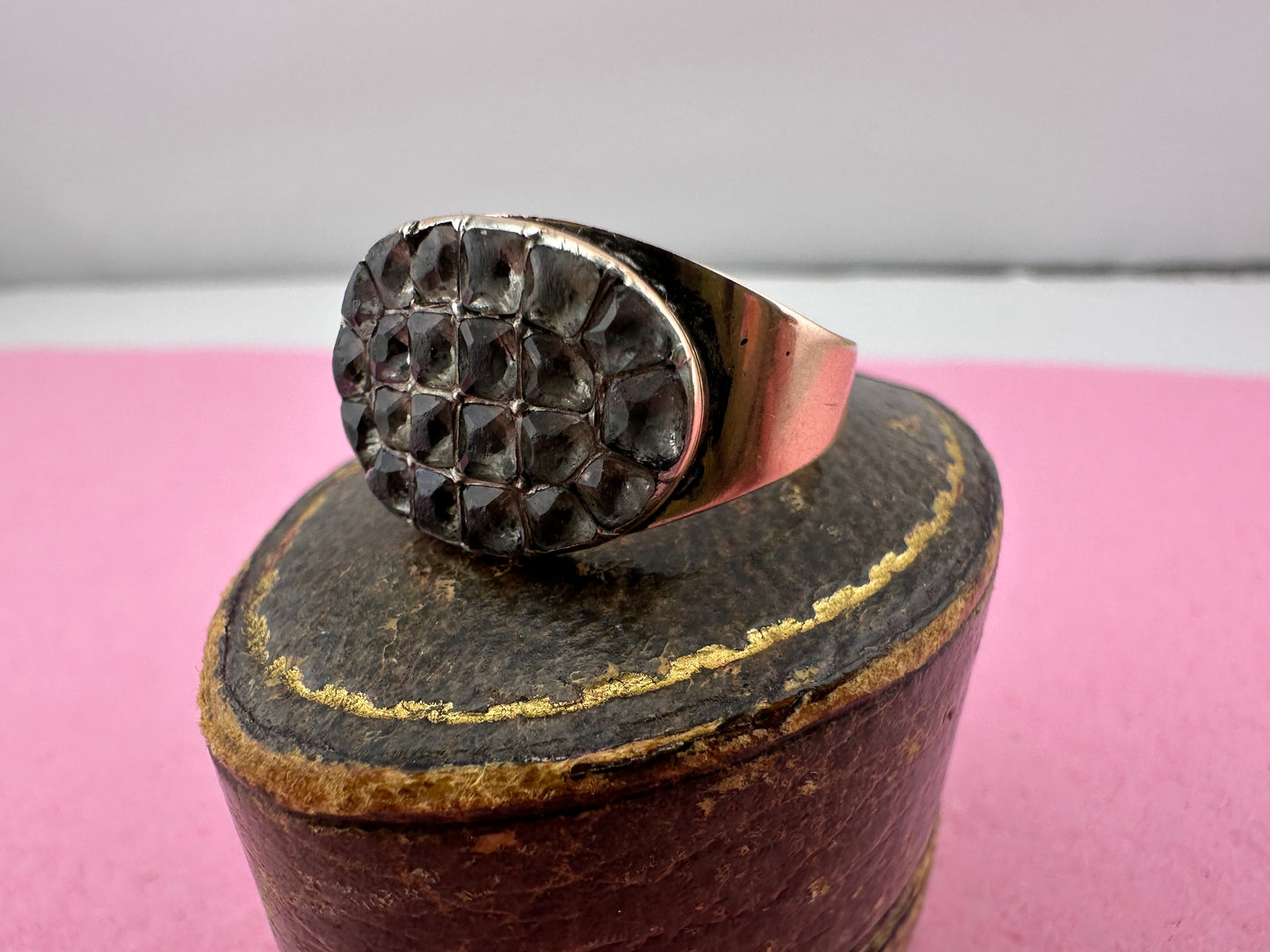 Antique 9ct Rose gold and Paste Cluster ring