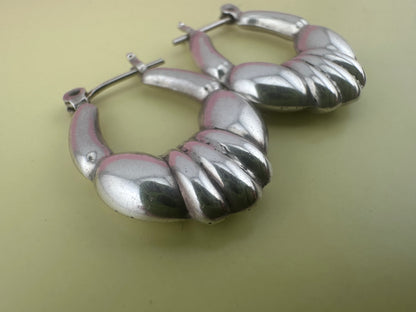Sterling Silver Puffy Hoops