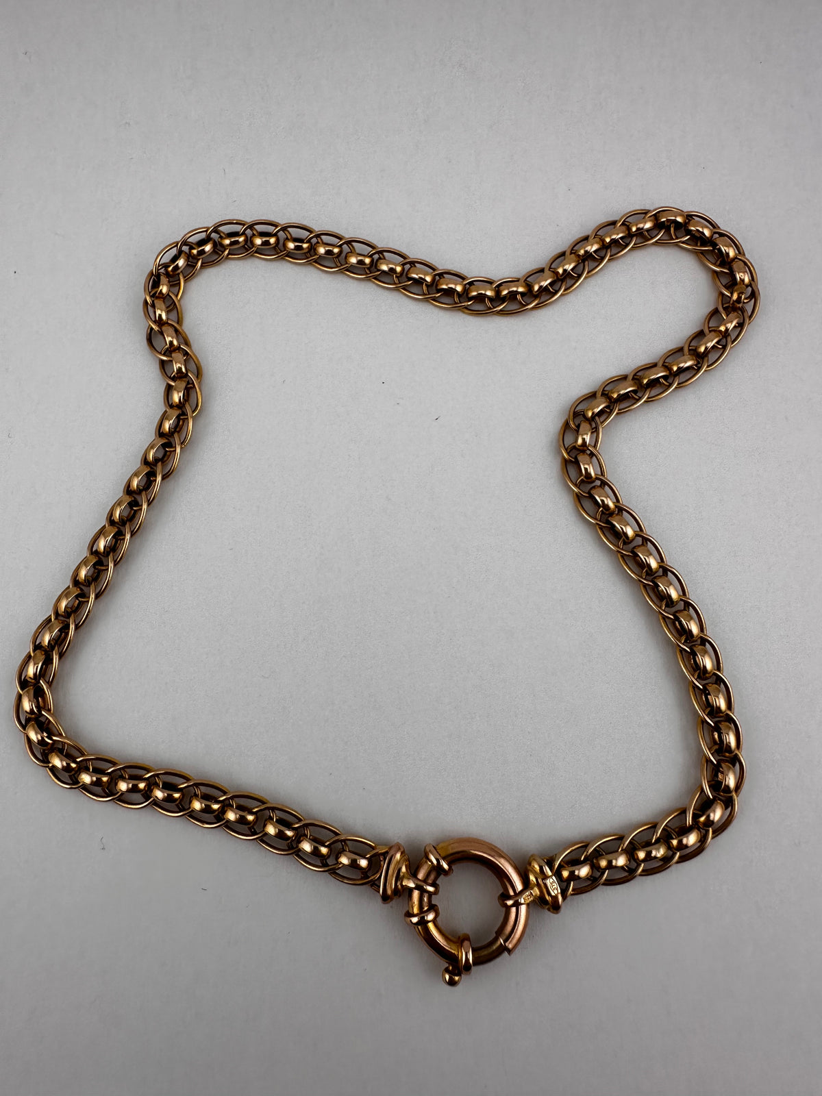 Vintage 9ct Peachy Gold Roller Ball chain with XL bolt clasp