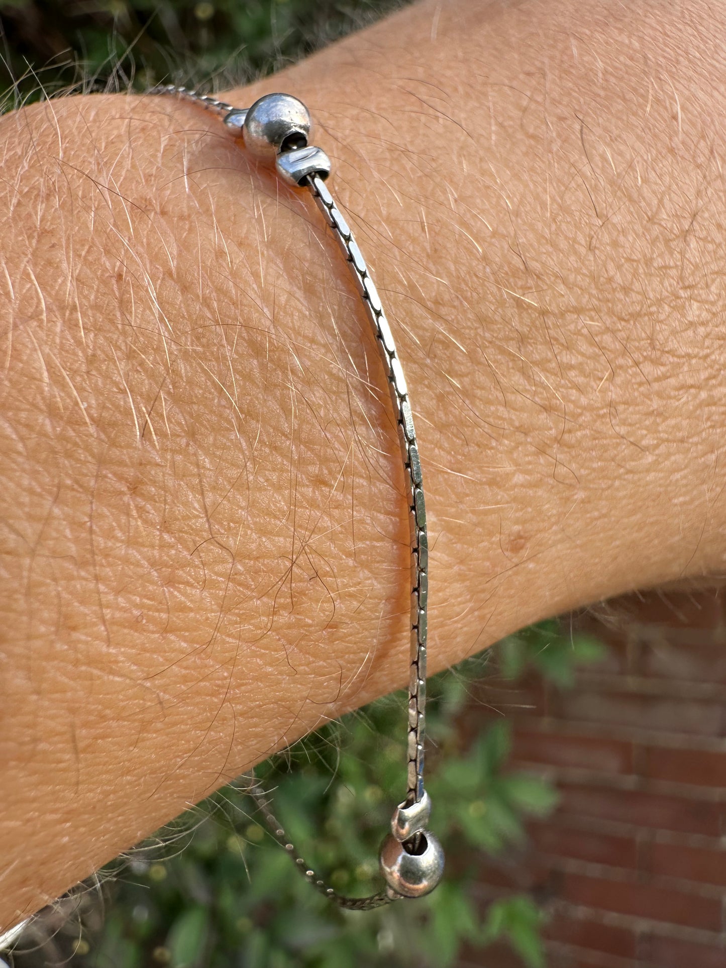 Sterling silver ball and flat c link bracelet