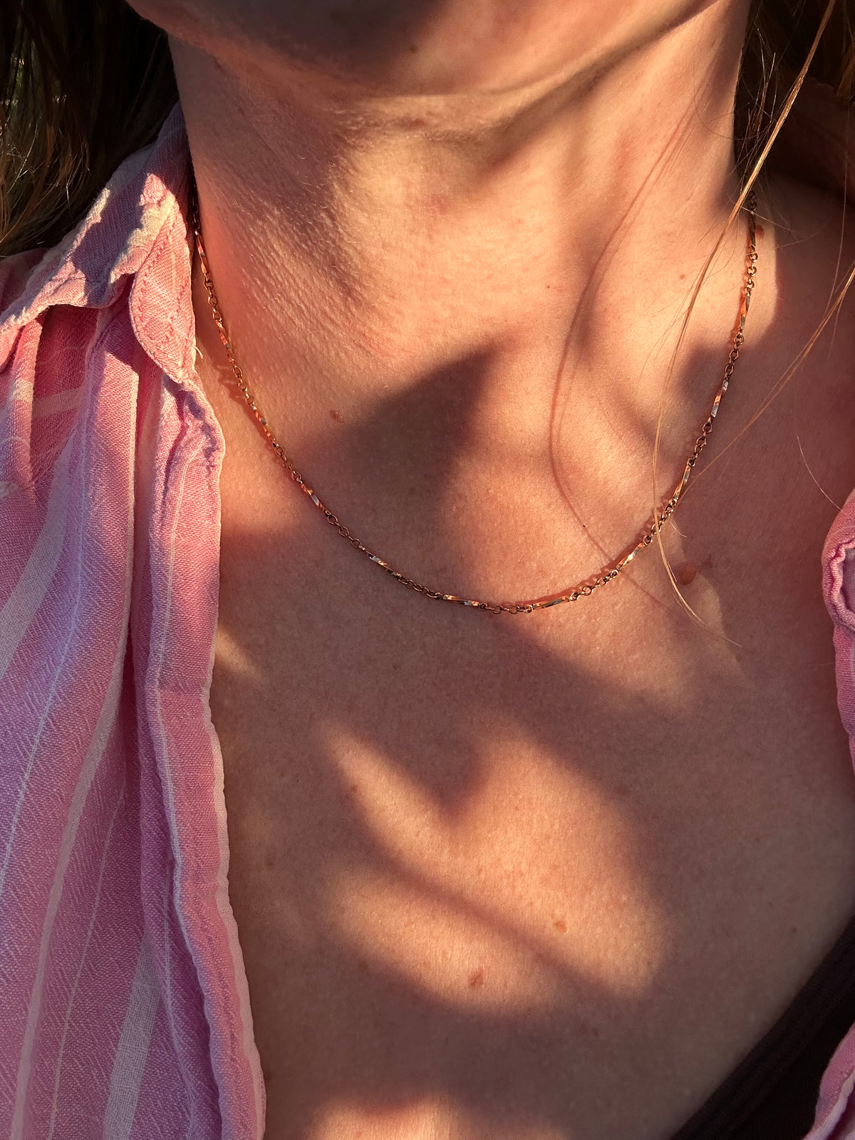 Antique 9ct Rose Gold Twist Bar station chain