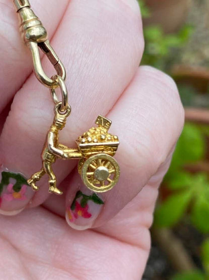 Vintage 9ct Gold Articulated Fruit Seller charm