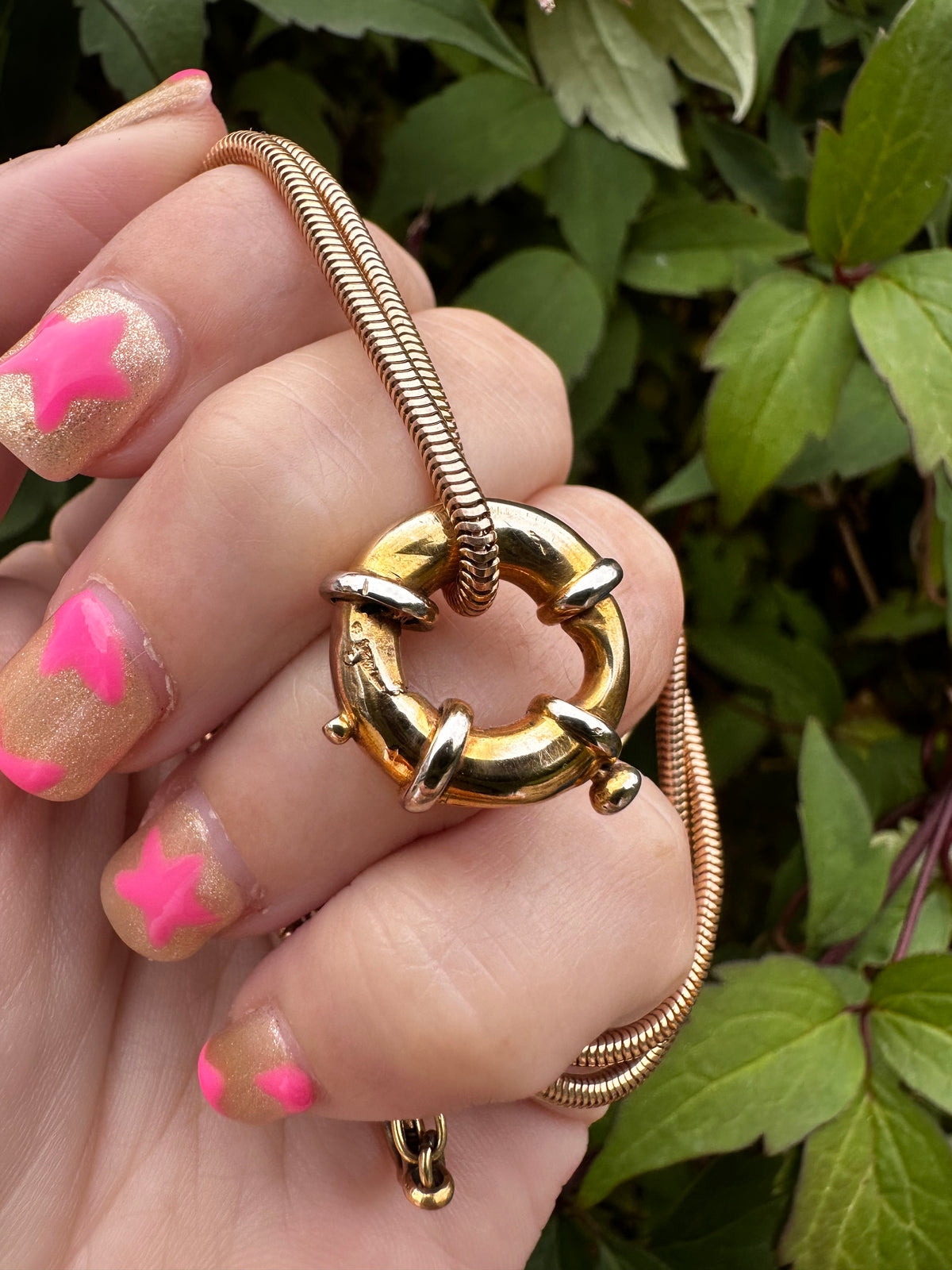 Vintage 14ct Yellow gold chunky bolt clasp with white gold accents