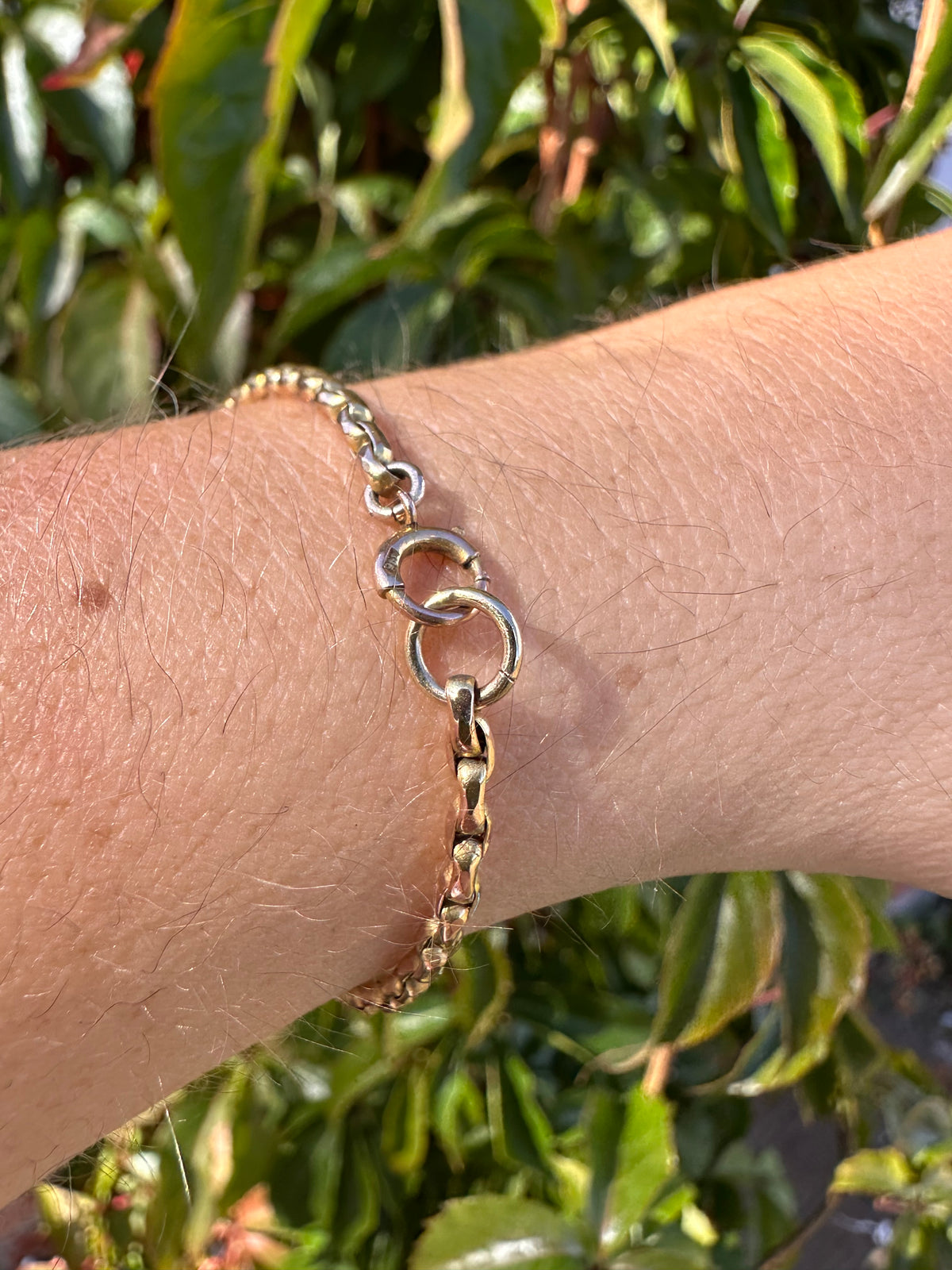Antique 9ct Peachy Gold Oval Belcher Bracelet with bolt clasp