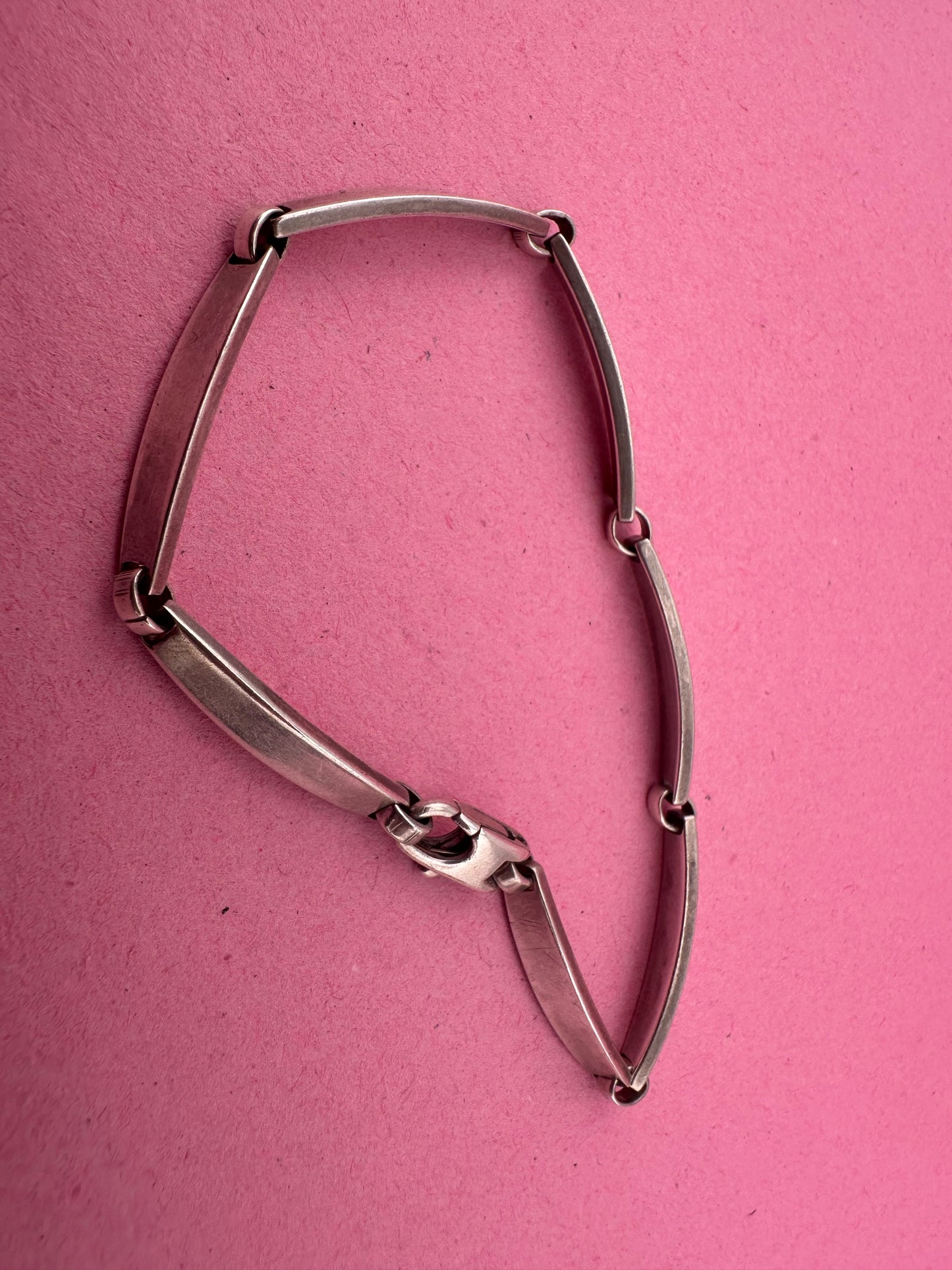 Sterling silver curved bar bracelet
