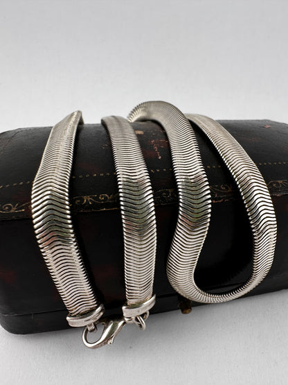Vintage Sterling Silver Flat Snake/Herringbone chain