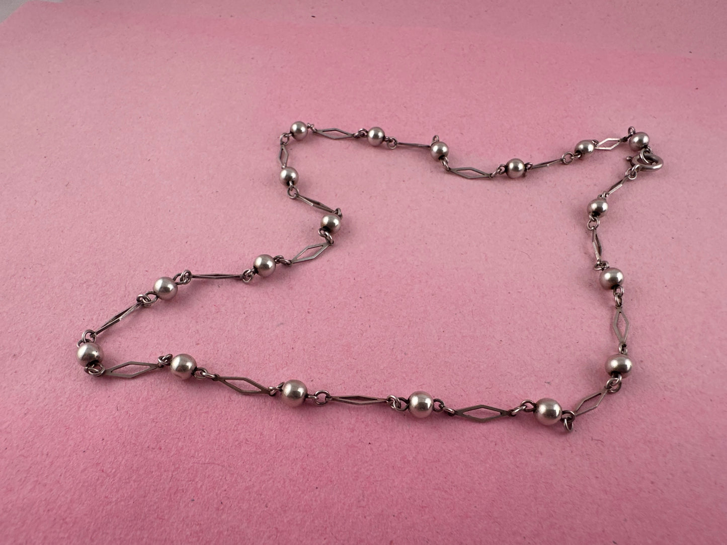 Sterling Silver Ball and lozenge link chain