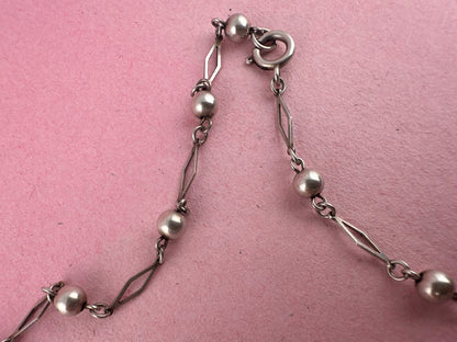 Sterling Silver Ball and lozenge link chain