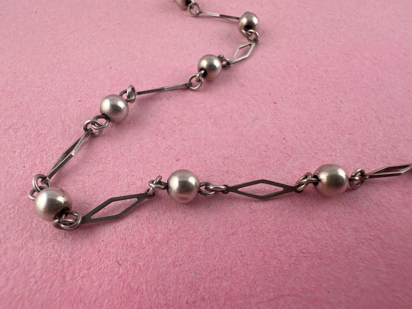 Sterling Silver Ball and lozenge link chain